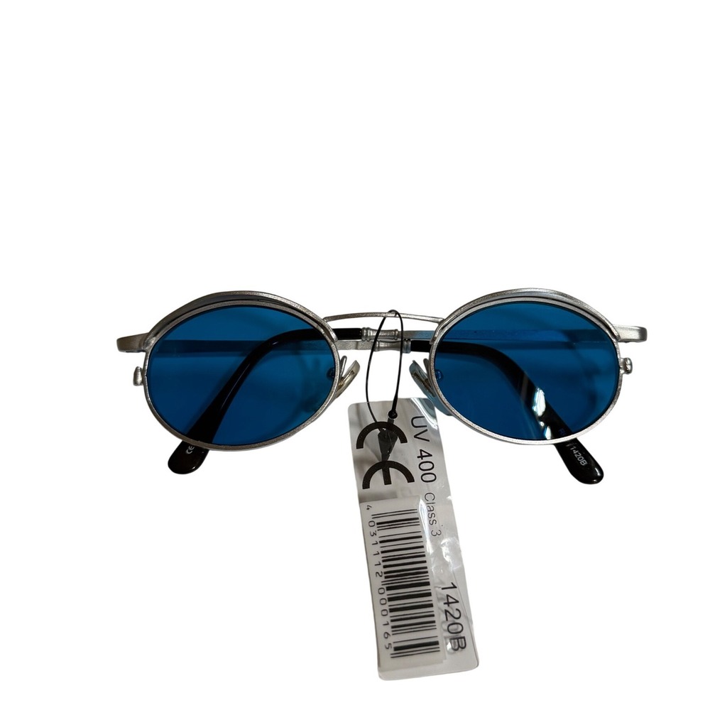 Vintage Y2K Style Blue Tinted Oval Sunglasses